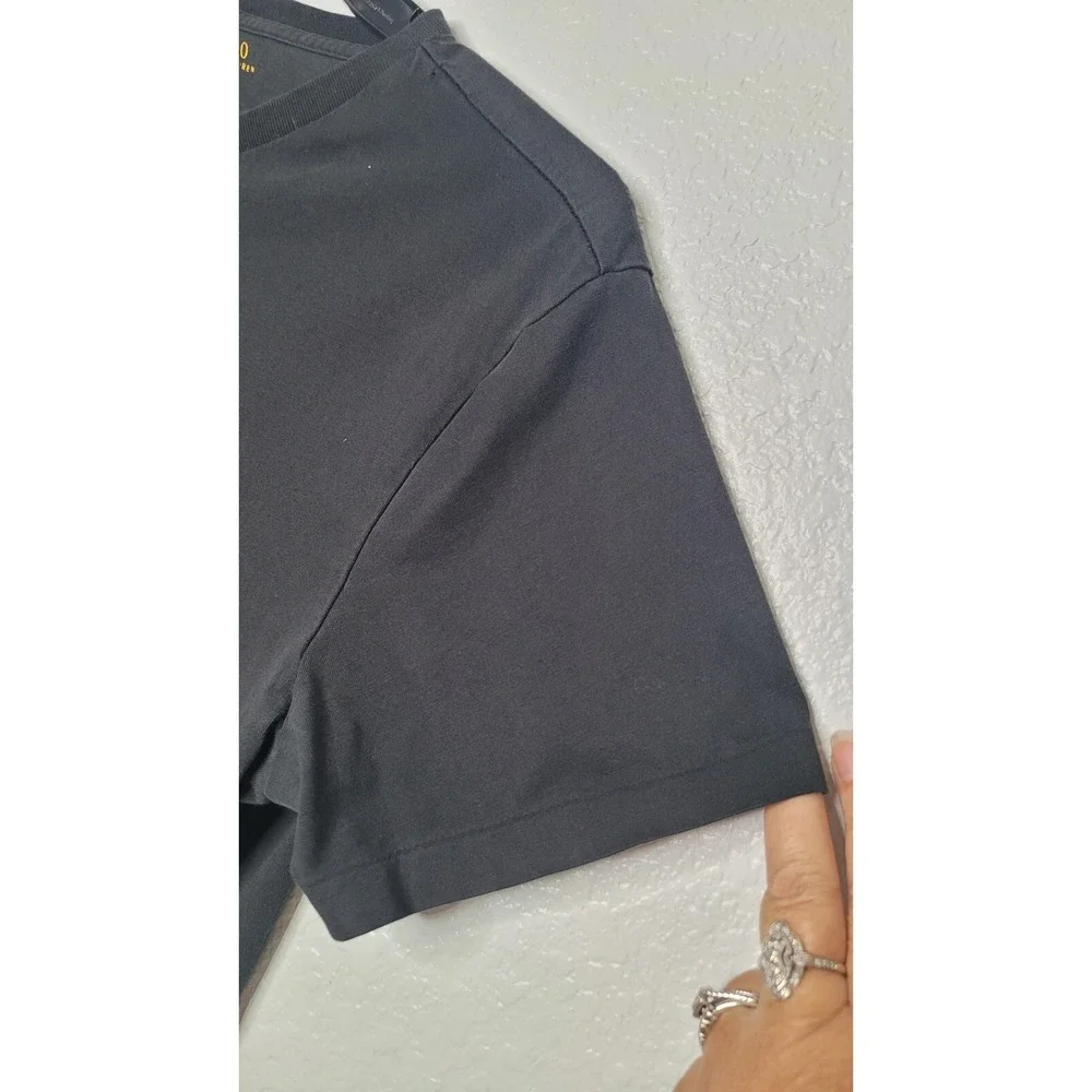 Men's Polo Ralph Lauren Size‎ Large Black Short Sleeve V Neck 100% Cotton Shirt